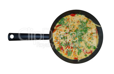 Omelette on a frying pan