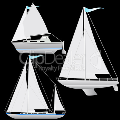 set sailing boat floating. vector illustration.
