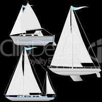 set sailing boat floating. vector illustration.