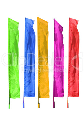 colored flags are isolated on a white background