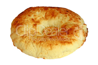 caucasian pita bread on a white background