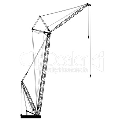 Silhouette of one cranes. Vector illustration.