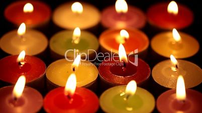 Closeup of colorful candles