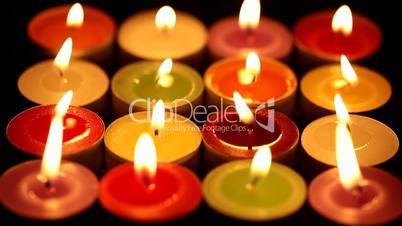 Closeup of colorful candles