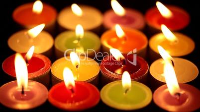 Closeup of colorful candles