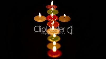 Closeup of colorful cross candles