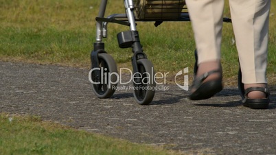 retiree pensioner walk away defocus 2 shots 11076