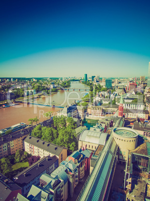 retro look aerial view of frankfurt