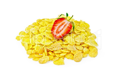 corn flakes with half strawberry