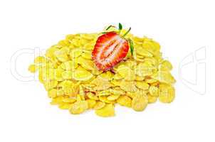 corn flakes with half strawberry