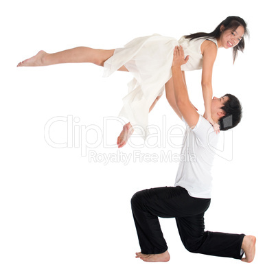 Asian teens couple contemporary dancers