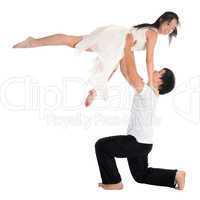 Asian teens couple contemporary dancers