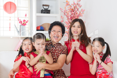 Happy Asian family reunion at home.