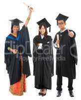 Full body group of multi races university student in graduation