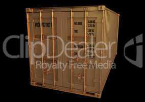 detailed model of a golden 20ft ISO sea container
