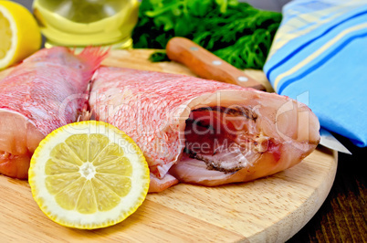 fillet of sea bass with lemon and knife