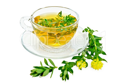 herbal tea with rhodiola rosea in a glass cup