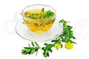 herbal tea with rhodiola rosea in a glass cup