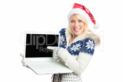 weihnachtsfrau mit laptop