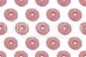 seamless pattern of pink glazed donuts