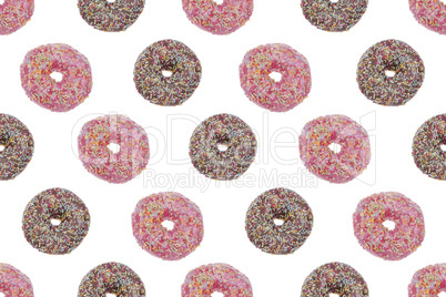 seamless pattern ofpink and chocolate glazed donuts