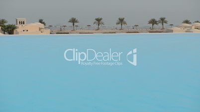 The view from swimming pool on a beach, Ras Al Khaima, UAE