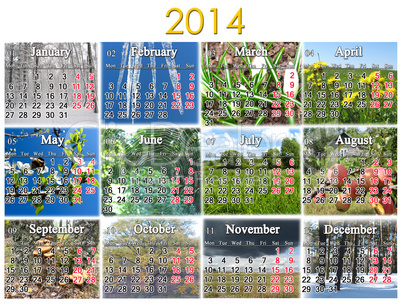 calendar for 2014 year