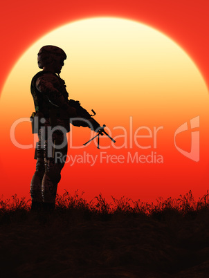 Soldat im Sonnenuntergang