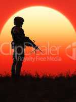 Soldat im Sonnenuntergang