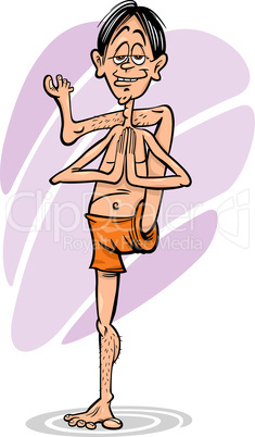 man in yoga position cartoon illustration