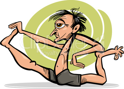 man in yoga asana cartoon illustration