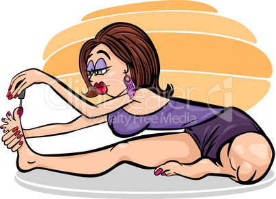 woman in yoga asana cartoon illustration
