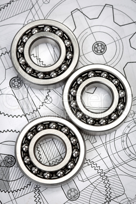 ball bearings on technical drawing