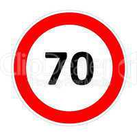 70 speed limit sign