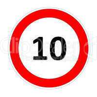 10 speed limit sign