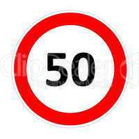 50 speed limit sign