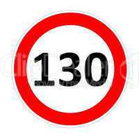 130 speed limit sign