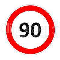 90 speed limit sign