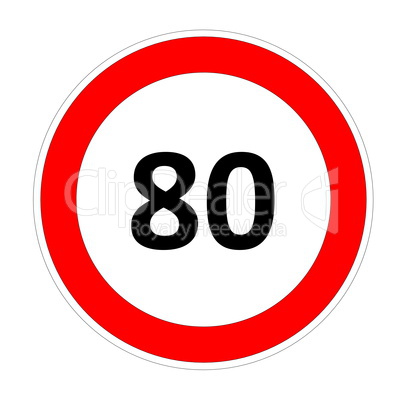 80 speed limit sign