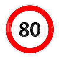 80 speed limit sign