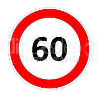 60 speed limit sign