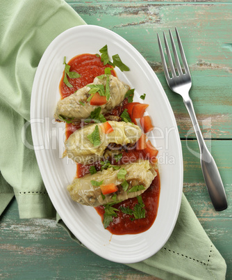 Stuffed Cabbage With Tomato Sauce