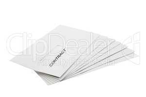 Contract on Batch of Envelopes isolated on White