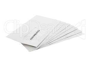 Mahnung on a Batch of Envelopes isolated on White