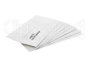 Mietvertrag on Batch of Envelopes isolated on White