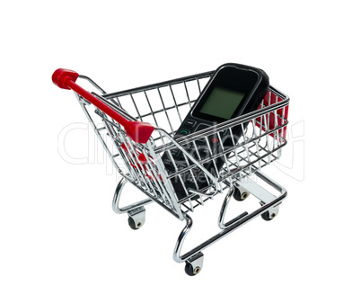 shopping cart with a cell phone