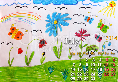 calendar for july 2014 year