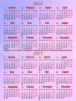 usual pale rose calendar for two nearest years