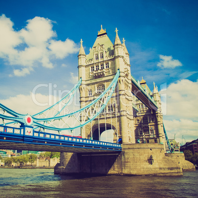 vintage look tower bridge, london