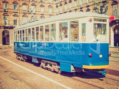 retro look old tram in turin